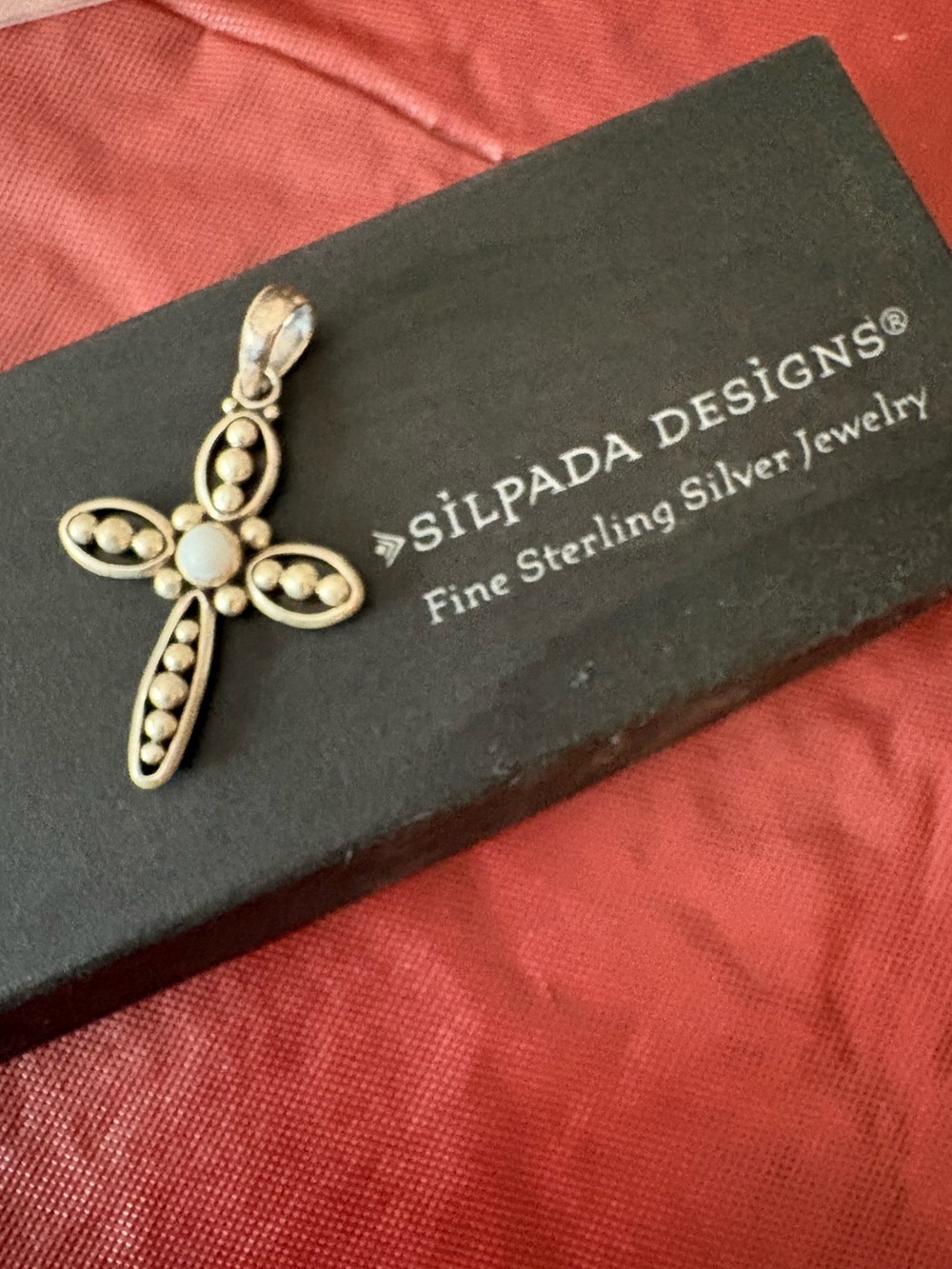 Silpada Credence Sterling Silver and Freshwater Pearl Cross Pendant